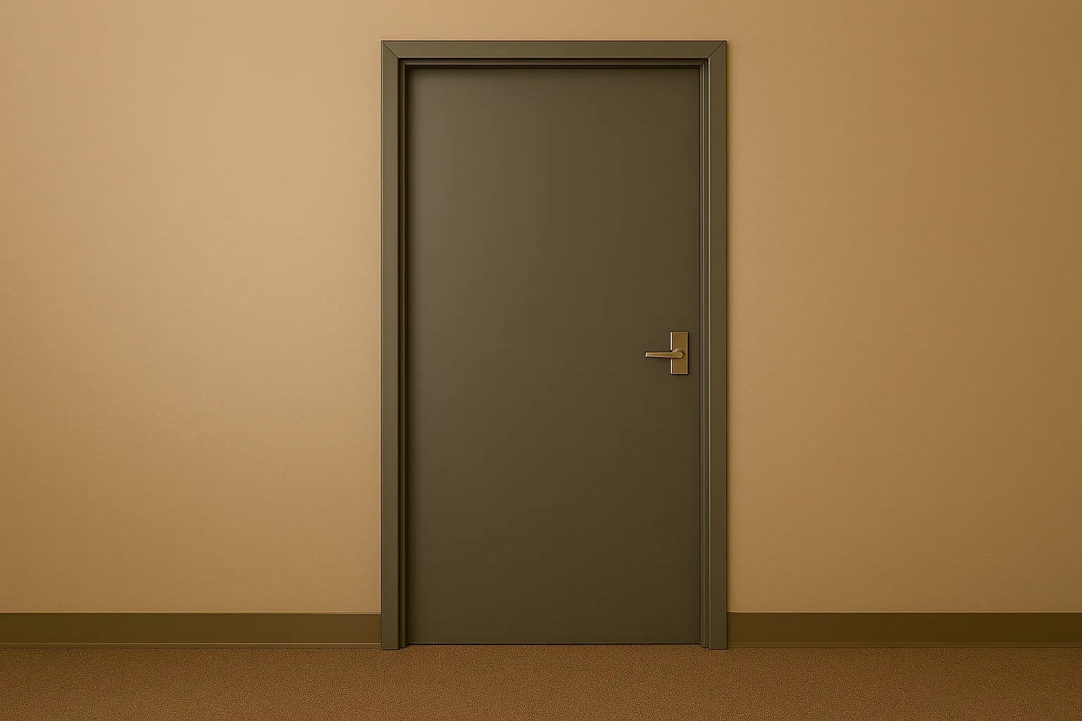 Commercial hollow metal door in a finished frame